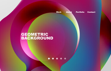 Landing page abstract liquid background. Flowing shapes, round design and circle. Web page for website or mobile app wallpaper