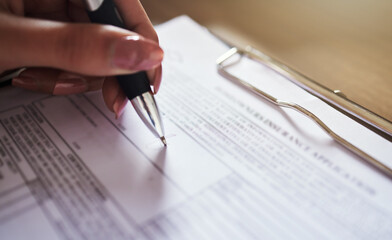 Legal, signature and hand for contract application, planning on documents for partnership, b2b and...