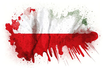 Poland Flag Expressive Watercolor Painted With an Explosion of Color, Movement and Artistic Flair
