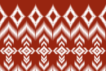 Ikat paisley seamless pattern, traditional seamless pattern, red background, aztec style, embroidery, abstract, vector, design illustration for texture, fabric, print.