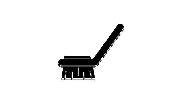 Black Brush for cleaning icon isolated on white background. Cleaning service concept. 4K Video motion graphic animation