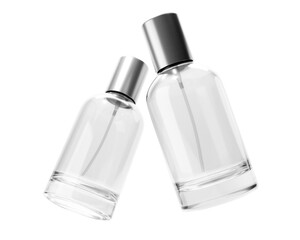 Clear Perfume Glass Bottle isolated on transparent background, prepared for mockup, 3D render.