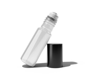 Clear Roll On Glass Bottle isolated on transparent background, prepared for mockup, 3D render.
