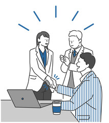 사무실 직원간의 커뮤니케이션과 솔루션 해결 일러스트