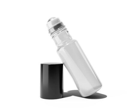 Clear Roll On Glass Bottle isolated on transparent background, prepared for mockup, 3D render.
