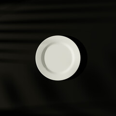 white plate on black background
