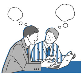 사무실 직원간의 커뮤니케이션과 솔루션 해결 일러스트