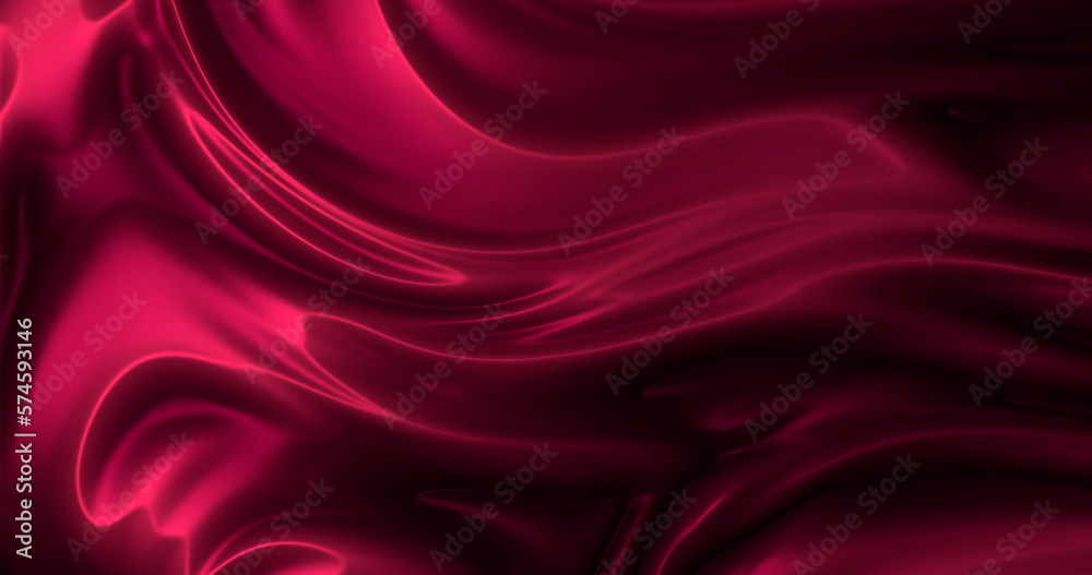 Wall mural 4k amazing abstract maroon curved silk texture. 3d banner dark royal red color. oil marble trendy dy