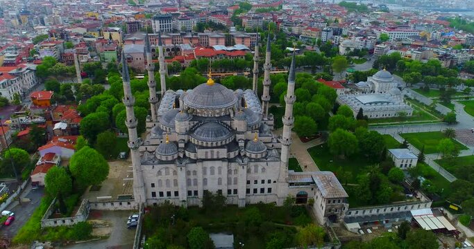 dramatic aerial footage of muslim mosque arabic quran islamic prophet muhammad unrest