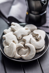 Gingerbread cookies with the sugar icing on plate.