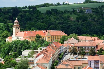 The castle and the center of Moravský Krumlov. Czechia.  - obrazy, fototapety, plakaty