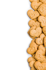 Sweet gingerbread hearts isolated on white background.