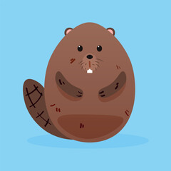 Cute Easter beaver on light blue background