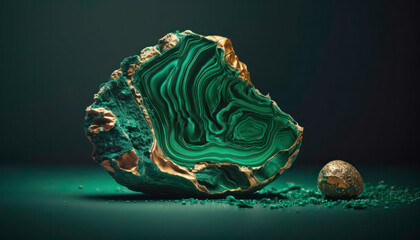 Obraz premium Malachite stones. Detail shot. Generative AI