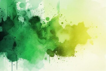 Green Watercolor Background, Brush Strokes, Generative AI