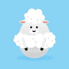 Cute Easter sheep on light blue background