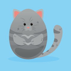 Cute Easter cat on light blue background