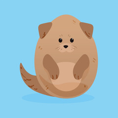 Cute Easter dog on light blue background