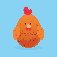 Cute Easter chicken on light blue background