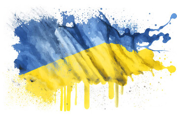 Ukraine Flag Expressive Watercolor Painted With an Explosion of Color, Movement and Artistic Flair