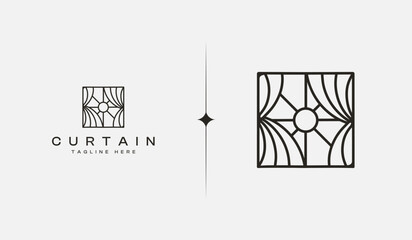 Curtain monoline. Universal creative premium symbol. Vector sign icon logo template. Vector illustration