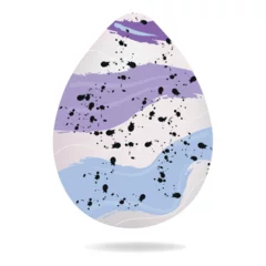 Schilderijen op glas Painted Easter egg on white background © Pixel-Shot