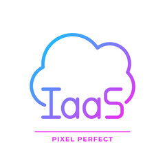 Cloud based IaaS pixel perfect gradient linear vector icon. Online data storage infrastructure service. Thin line color symbol. Modern style pictogram. Vector isolated outline drawing