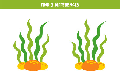 Find three differences between two cute seaweeds.