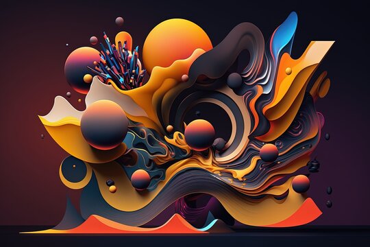 Beautiful illustration. Abstract, colors, colorful, stylish wallpaper, shapes, 8k, high resolution, paint, patterns, waves, splash, fantasy, explosion, thinking. mood. computer art concept.AI