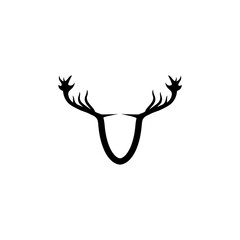 Deer head Logo Template vector icon isolated on white background. 