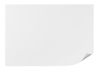 Blank paper sheet with a curved corner cut out