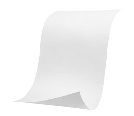 Blank bended paper sheet with a curved corner cut out