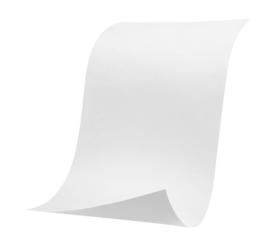 Blank bended paper sheet with a curved corner cut out