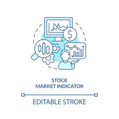 Stock market indicator turquoise concept icon. Prices bouncing. Economic analysis key abstract idea thin line illustration. Isolated outline drawing. Editable stroke. Arial, Myriad Pro-Bold fonts used