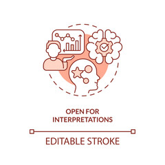 Open for interpretations terracotta concept icon. Economic indicators disadvantage abstract idea thin line illustration. Isolated outline drawing. Editable stroke. Arial, Myriad Pro-Bold fonts used