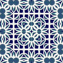 Flat illustration vector-style image of geometric floral and leaves pattern