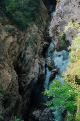 Fototapeta na wymiar mountain river in the rocks mountains travel hiking view from above