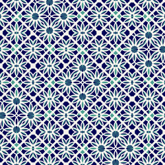 Flat illustration vector-style image of geometric floral and leaves pattern