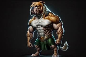 Fototapeta na wymiar ai generated image of a dog muscleman, generative ai background of an animal bodybuilder