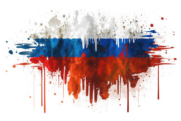 Russia Flag Expressive Watercolor Painted With an Explosion of Color, Movement and Artistic Flair