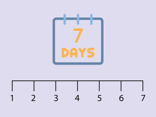 7 days Calendar with Calendar web buttons - Days of the week. The days of week badges. Set of Every Day of a Week Calendar Icons in Trendy Flat Style. 7 days to go last countdown icon. Seven day go
