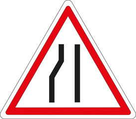 Panneau routier: Chaussée rétrécie à gauche	