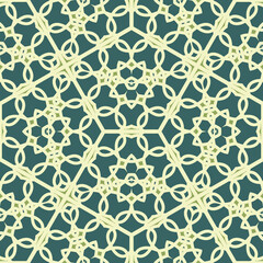 Fototapeta premium Flat illustration vector-style image of geometric floral and leaves in seamless pattern