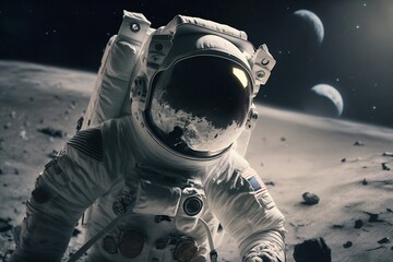 Astronaut in space, walking on the moon, generative, AI