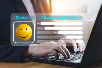 Assessment Report from customers, measuring business service performance levels with online surveys. Evaluation Department collects assessment results and recommendations by processing online system.