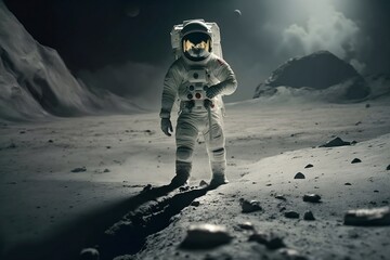 Astronaut walking on the moon, generative, AI