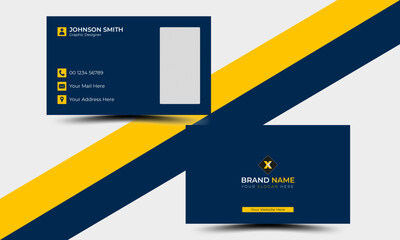 Modern business card template design purple and yellow colored