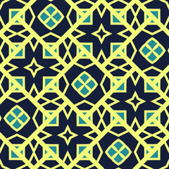 Flat illustration vector-style image of geometric floral and leaves in seamless pattern