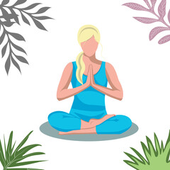 Obraz premium Blond girl in lotus pose
