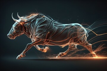 Obraz na płótnie Canvas Strength and Speed in Movement: An Illustration of a Running Bull Generative AI